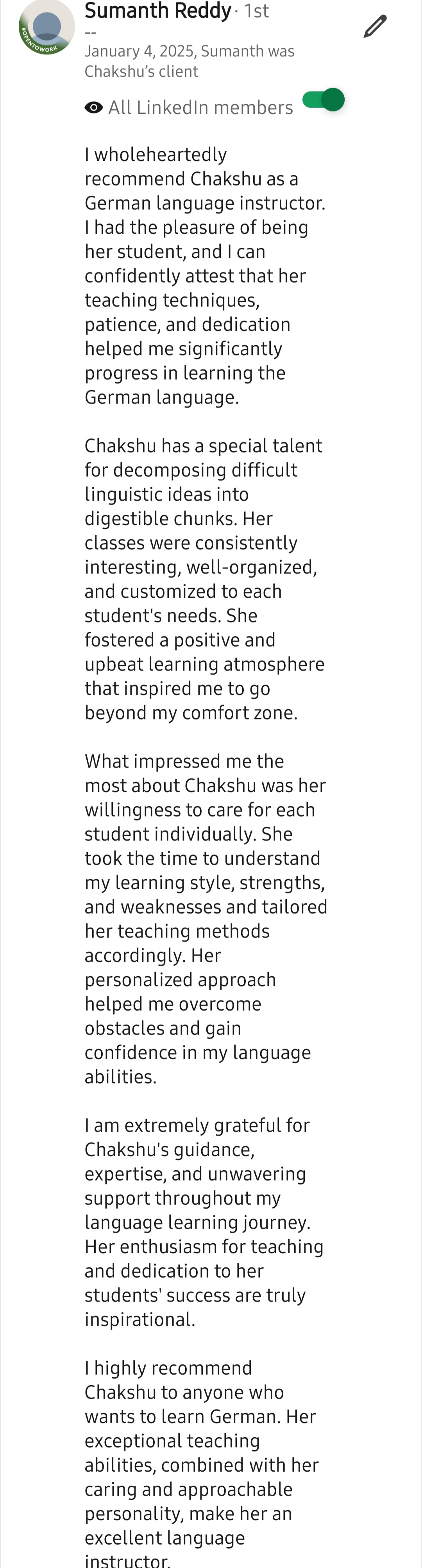 LinkedIn recommendation 10