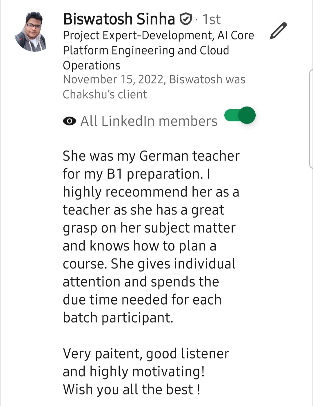 LinkedIn recommendation 21