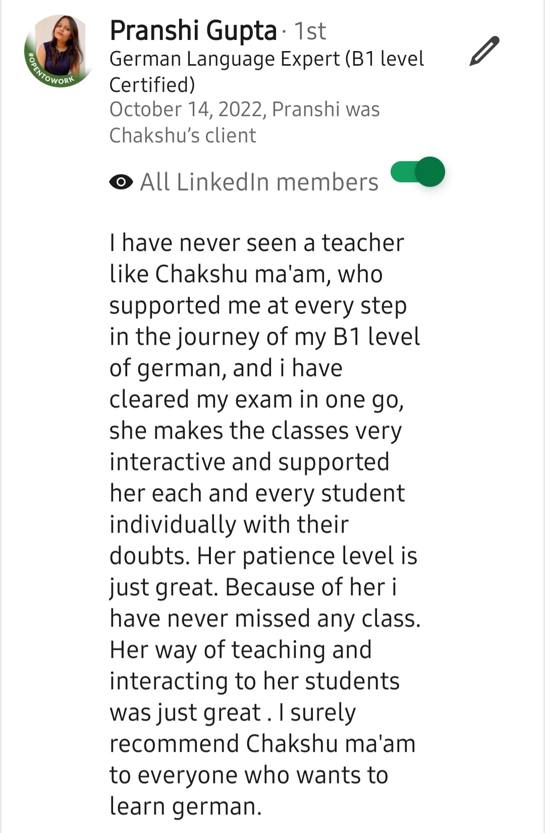 LinkedIn recommendation 25