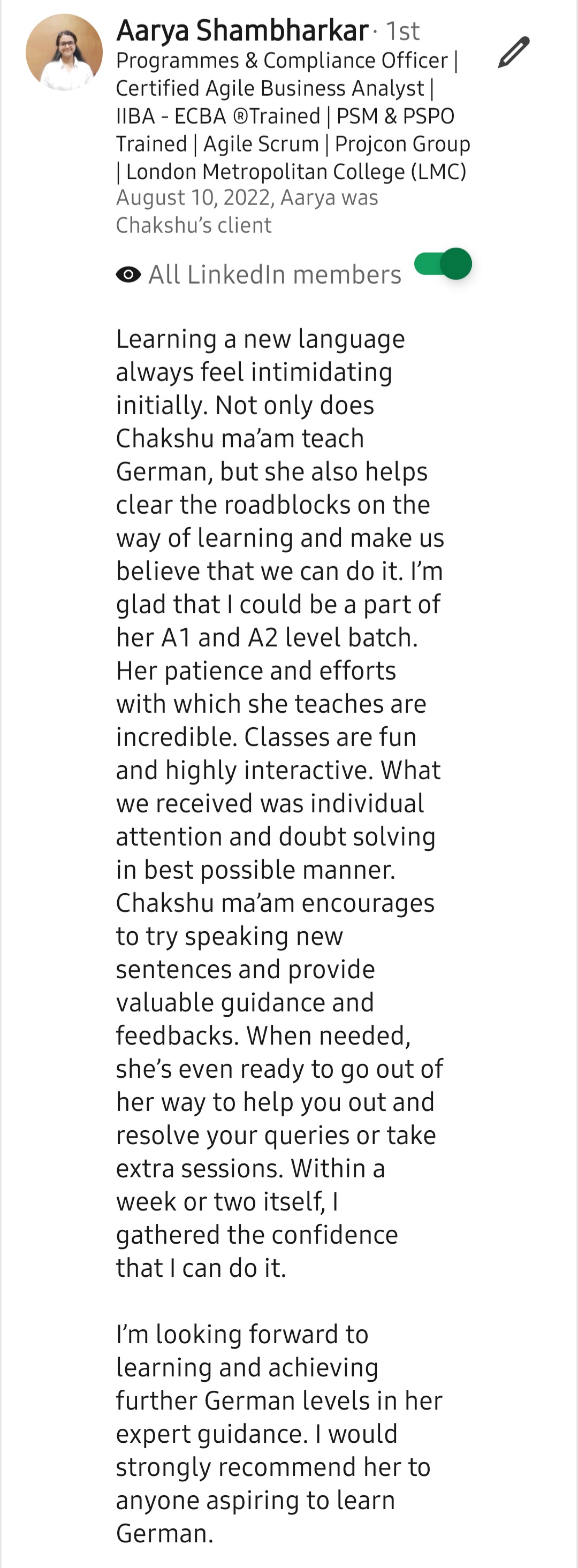 LinkedIn recommendation 28