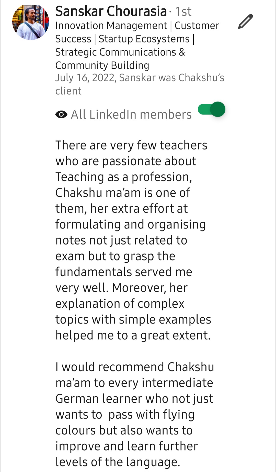 LinkedIn recommendation 30