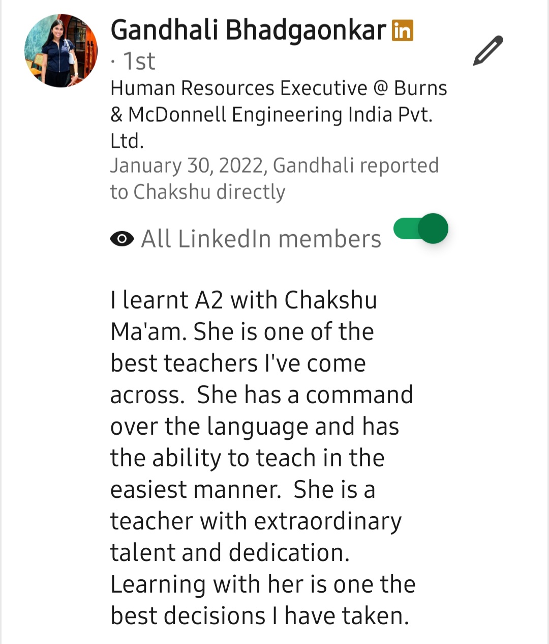 LinkedIn recommendation 33