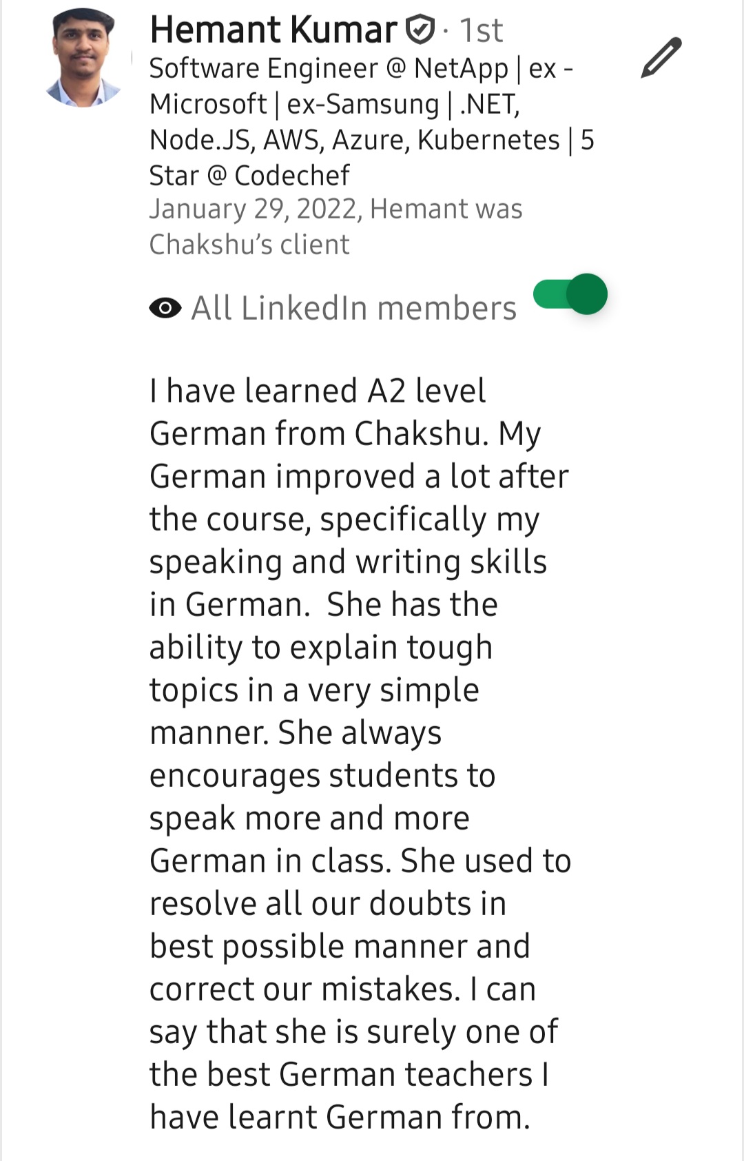 LinkedIn recommendation 34