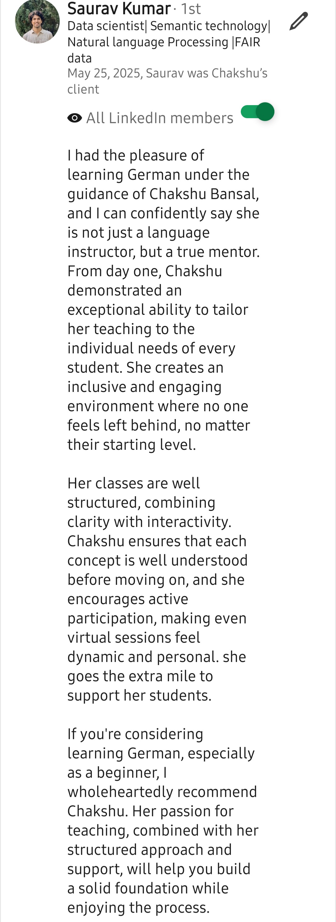 LinkedIn recommendation 6