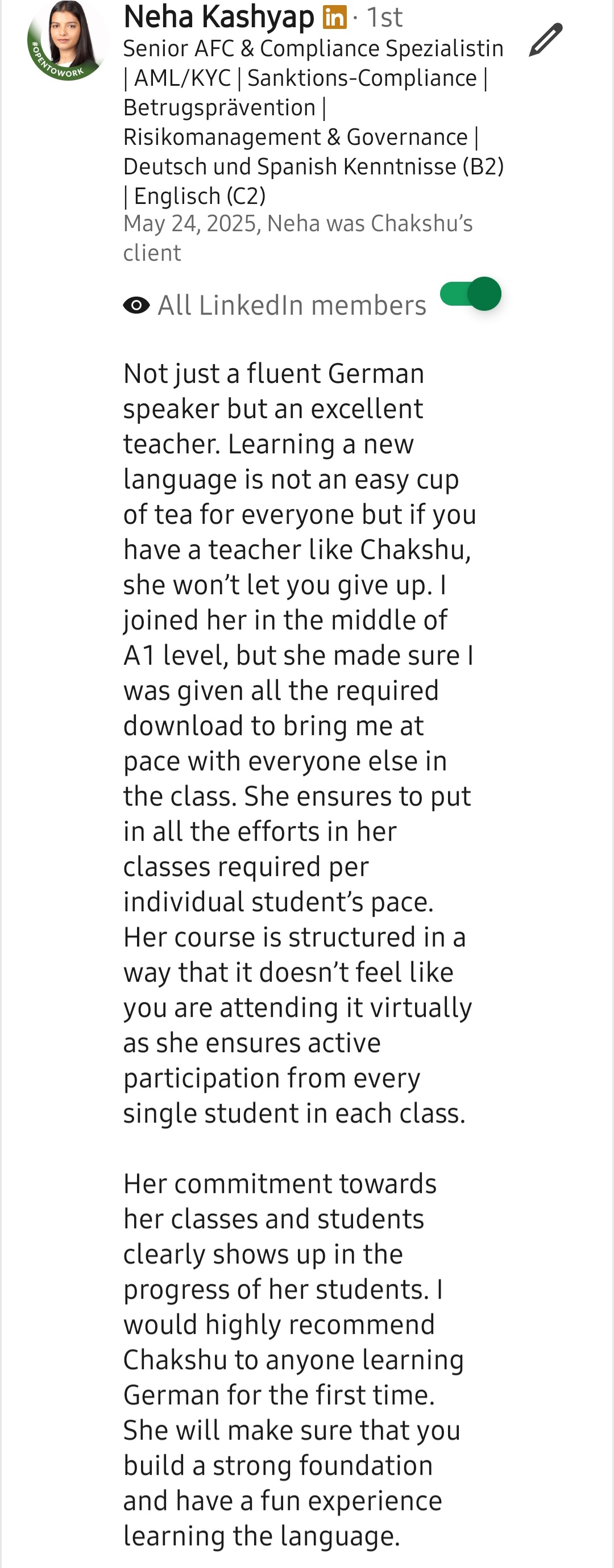 LinkedIn recommendation 7