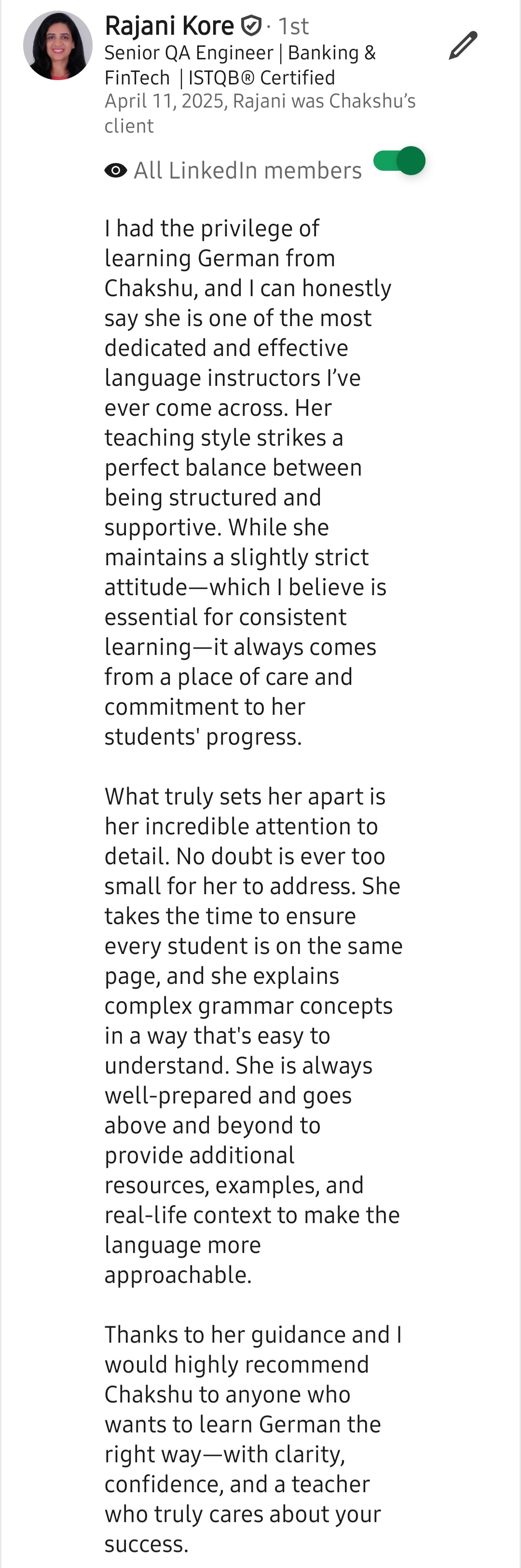 LinkedIn recommendation 8